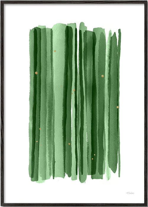 Botanisk poster med vertikala gröna penseldrag