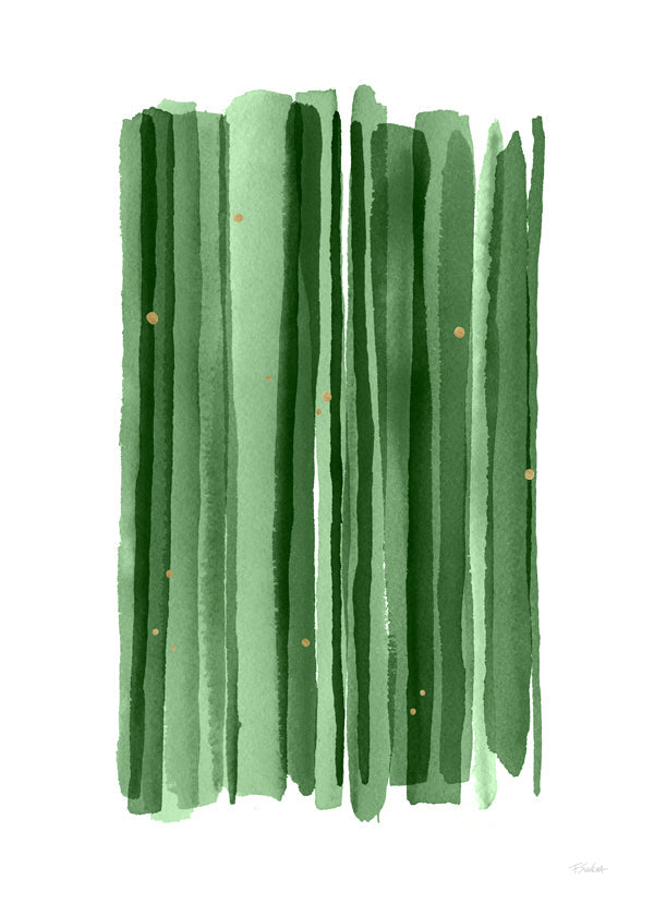 Botanisk poster med vertikala gröna penseldrag