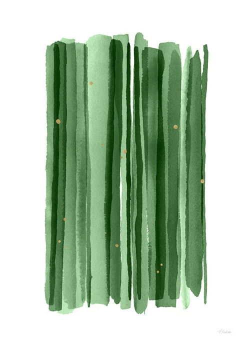 Botanisk poster med vertikala gröna penseldrag