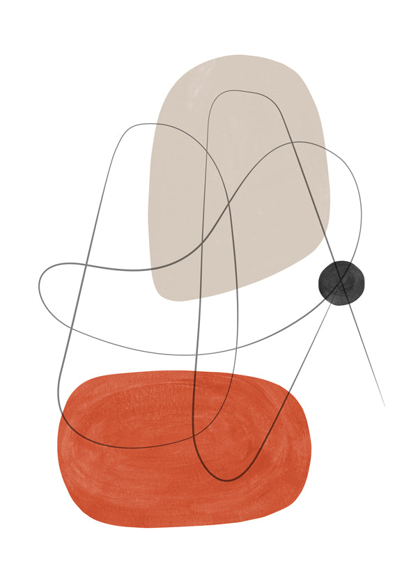 Abstrakt konst terrakotta och beige