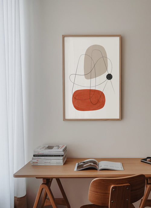 Abstrakt konst terrakotta och beige
