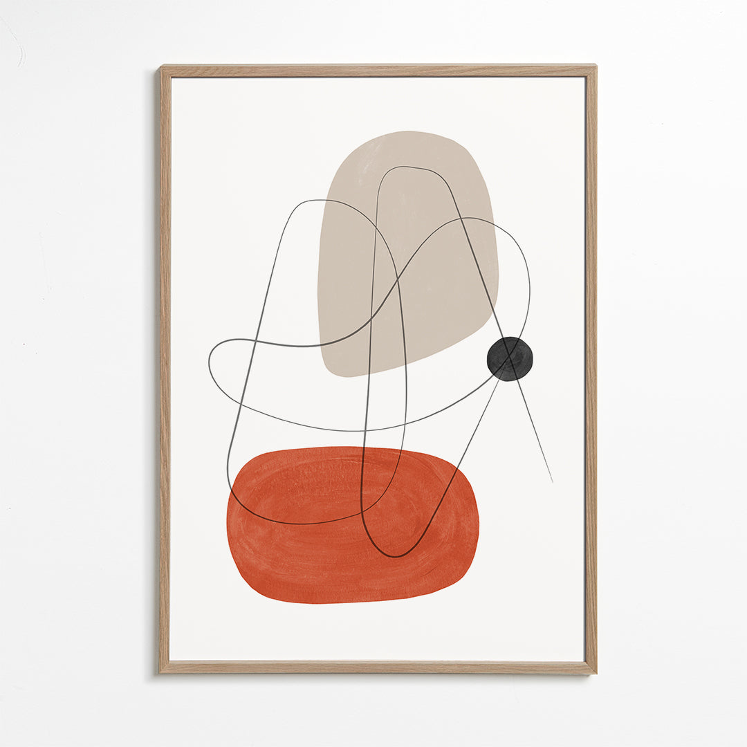 Abstrakt konst terrakotta och beige