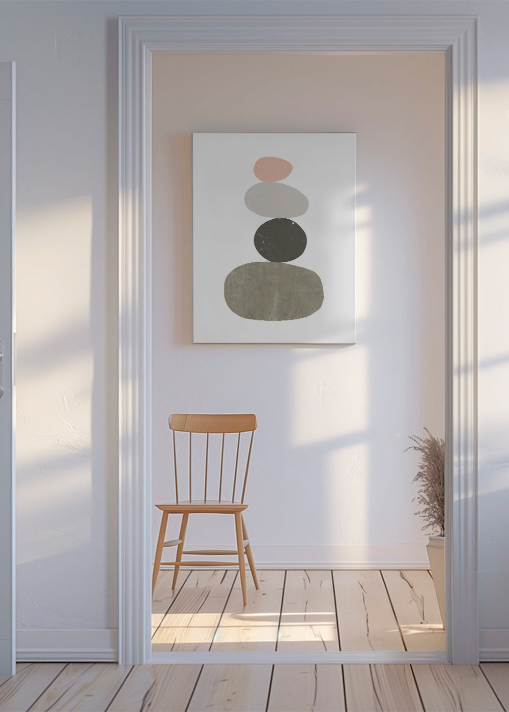 Avslappnande design med staplade stenar