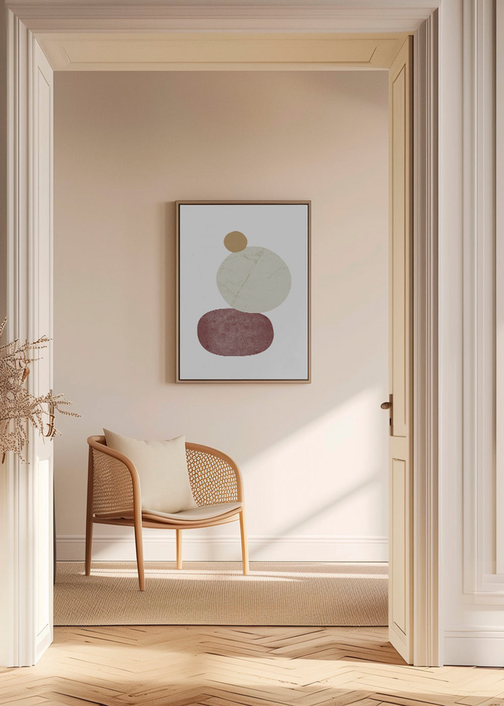 Avslappnande design med staplade stenar