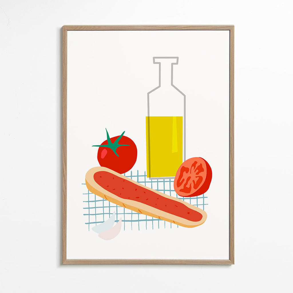 Kökskonst med bröd och tomat, illustration