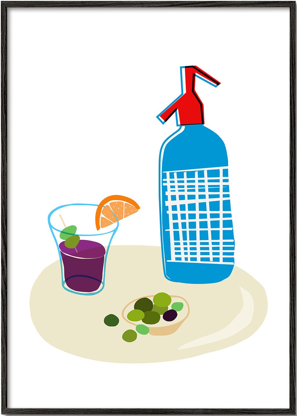 Kökskonst: sifonflaska och vermouthglas illustration