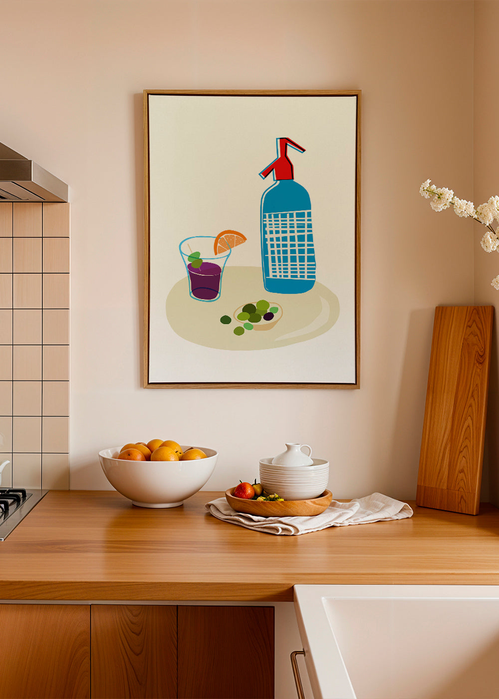 Kökskonst: sifonflaska och vermouthglas illustration
