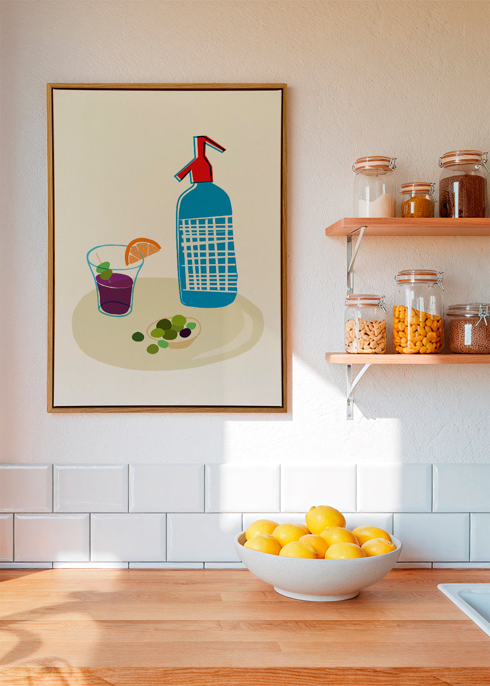 Kökskonst: sifonflaska och vermouthglas illustration