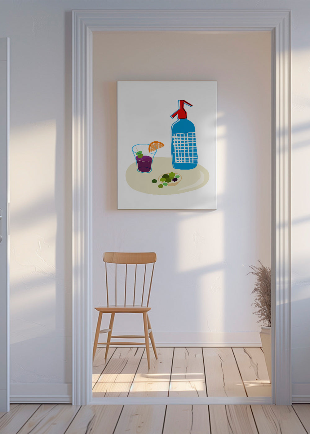 Kökskonst: sifonflaska och vermouthglas illustration