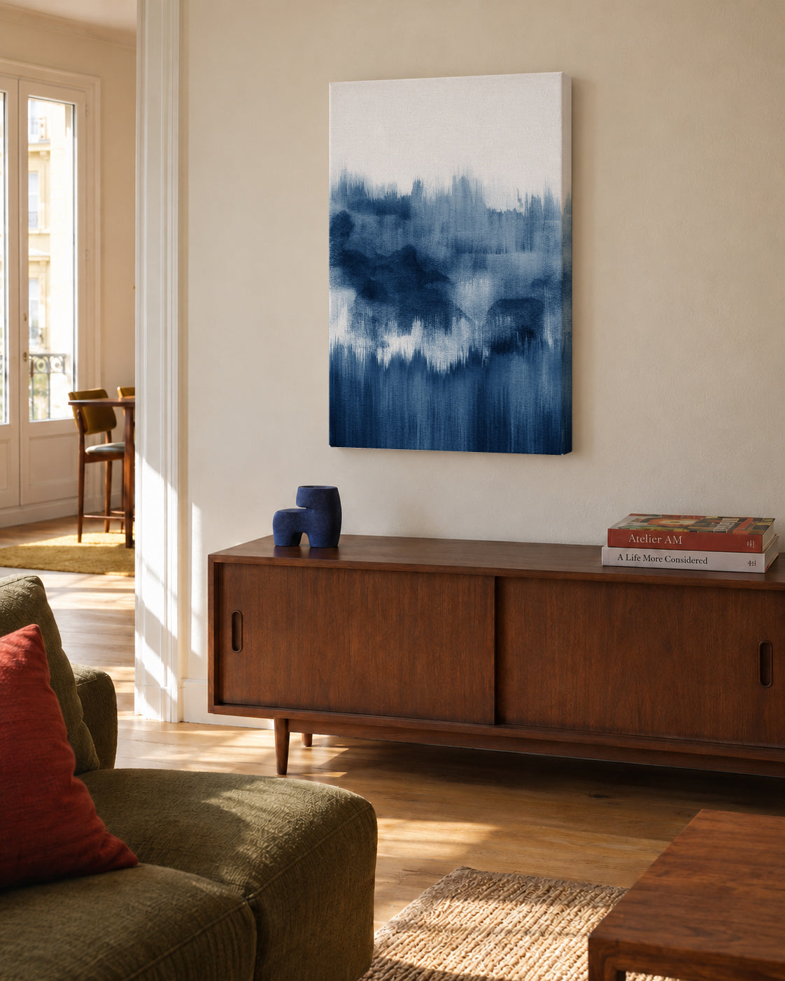 Watercolor abstraction N7 - Unframed canvas in an interior