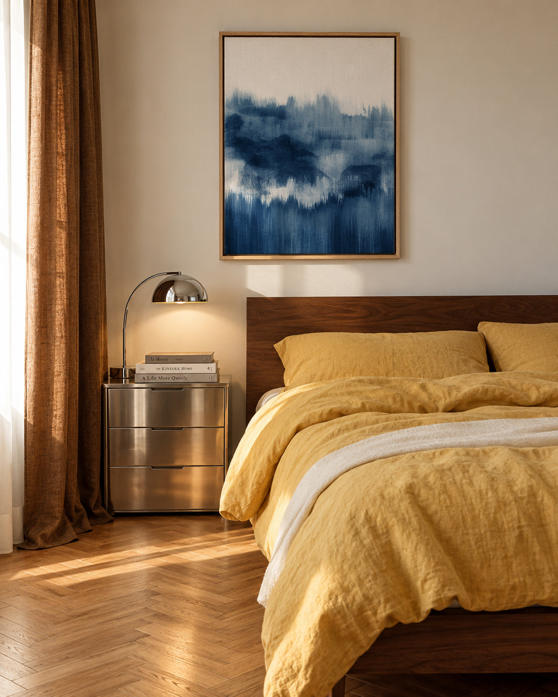 Watercolor abstraction N7 - Framed canvas in an interior