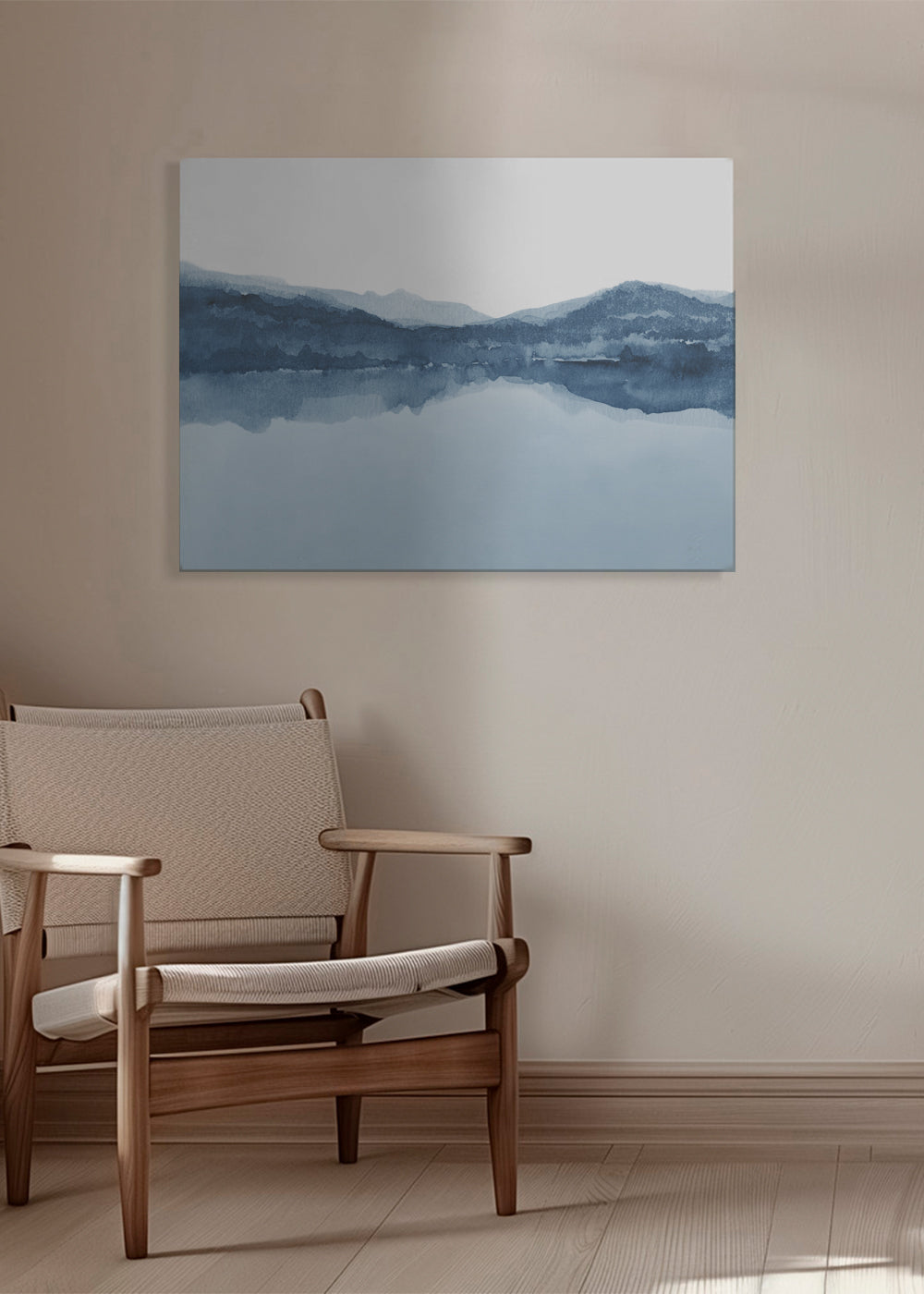 Akvarell landskap sjö och berg