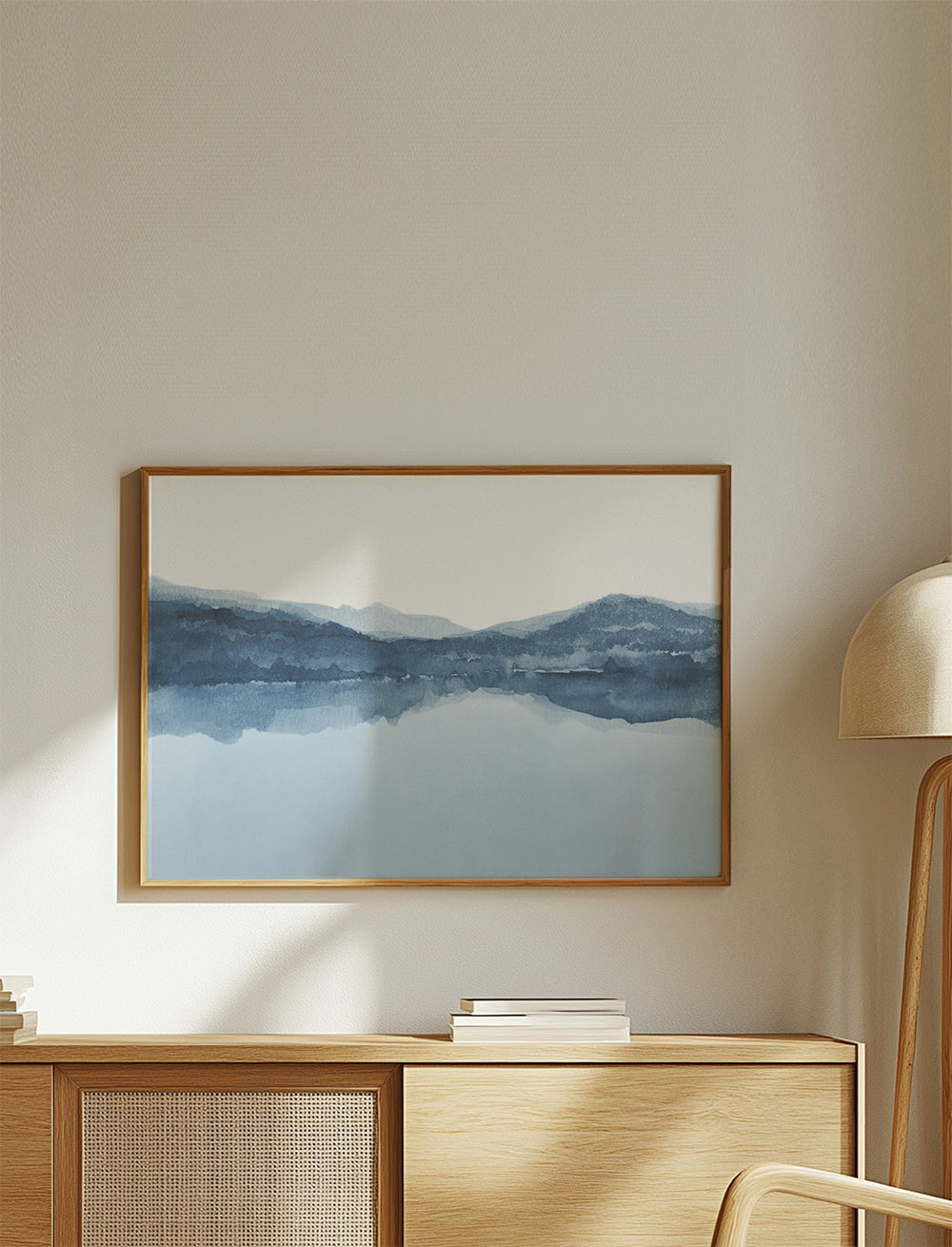 Akvarell landskap sjö och berg