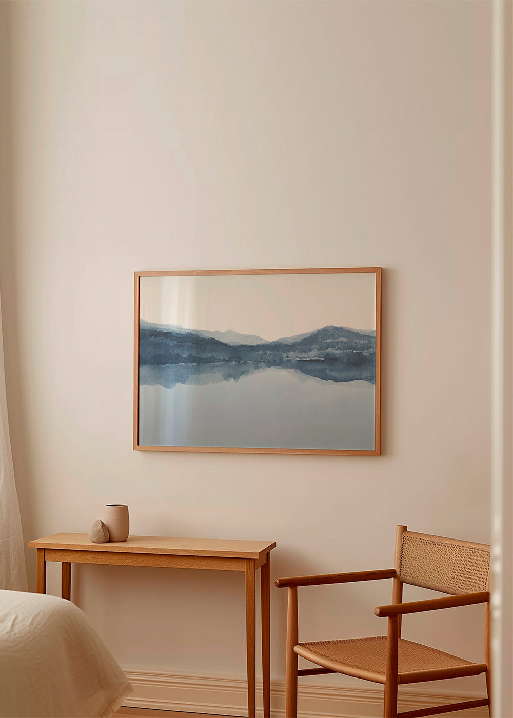 Akvarell landskap sjö och berg