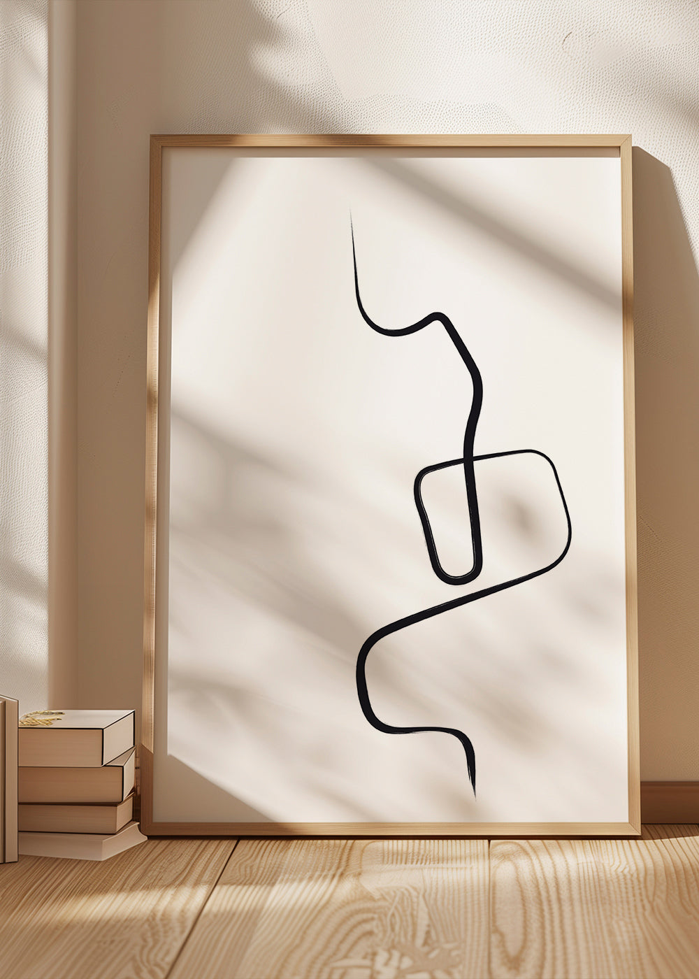 Minimalistisk tavla med svart linje
