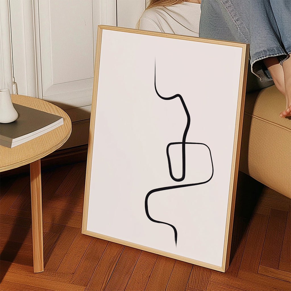 Minimalistisk tavla med svart linje