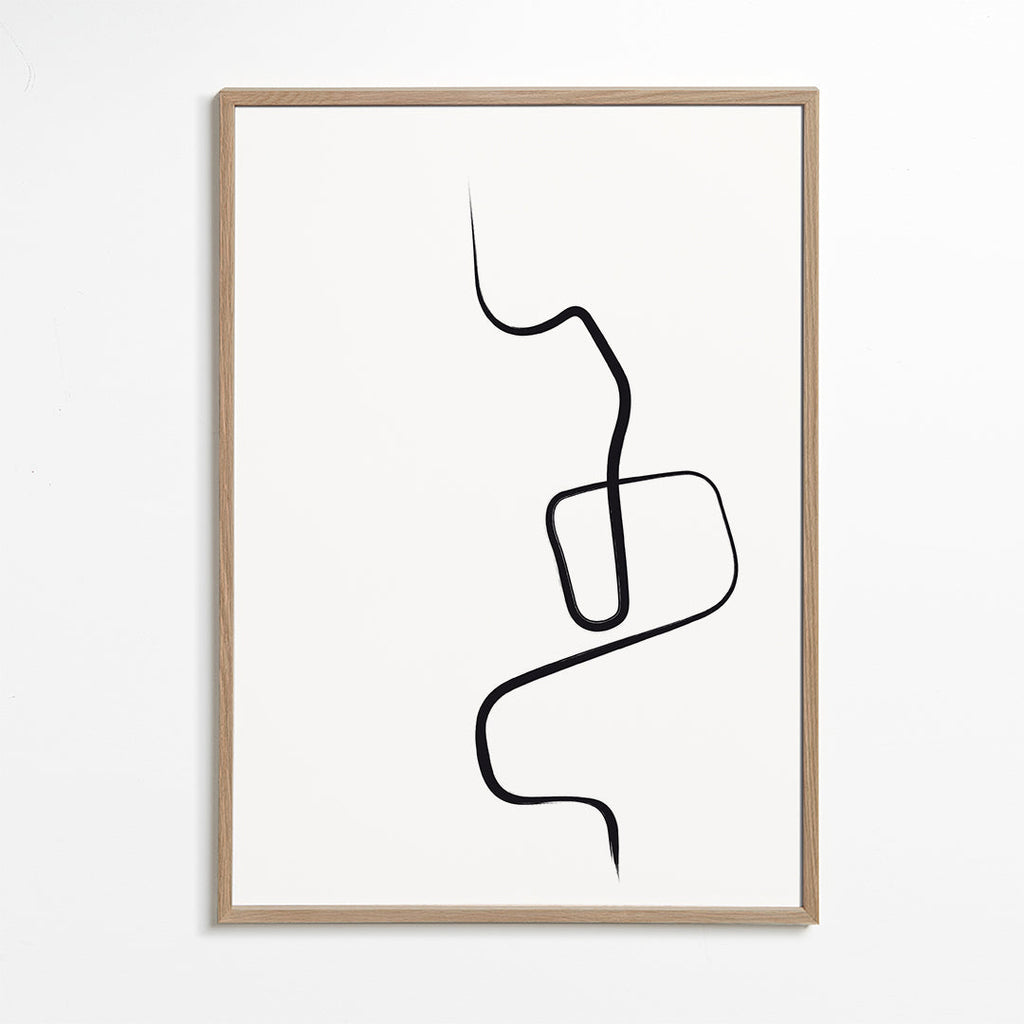 Minimalistisk tavla med svart linje