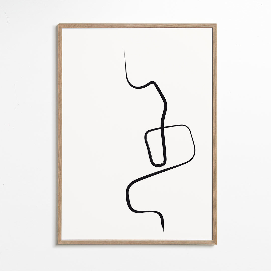 Minimalistisk tavla med svart linje