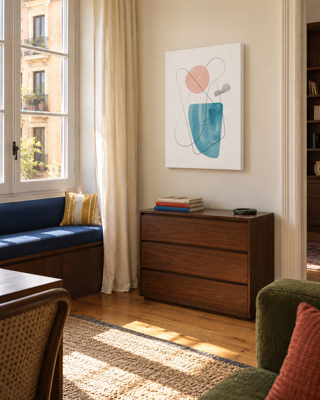Abstract N 25 - Unframed canvas in an interior