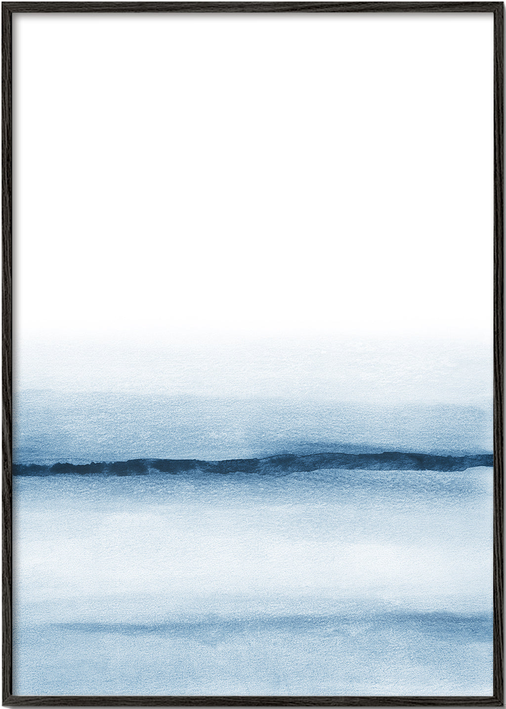 Landskap akvarell minimal blå
