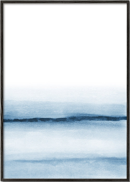 Landskap akvarell minimal blå
