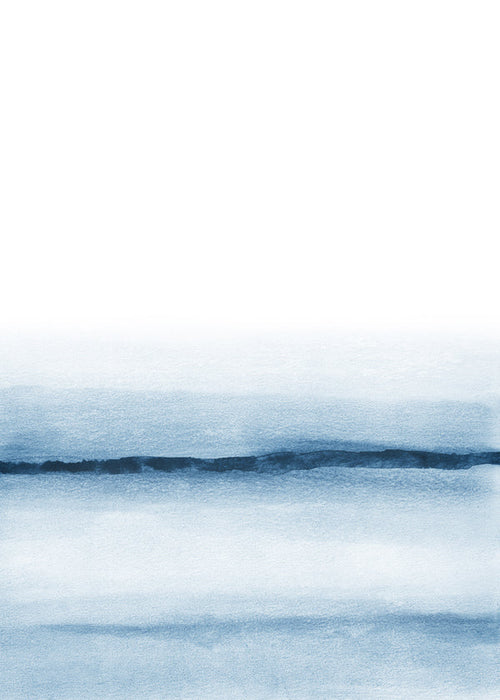 Landskap akvarell minimal blå