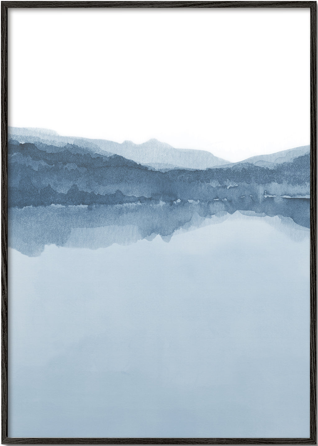 Akvarellandskap med blå reflektion