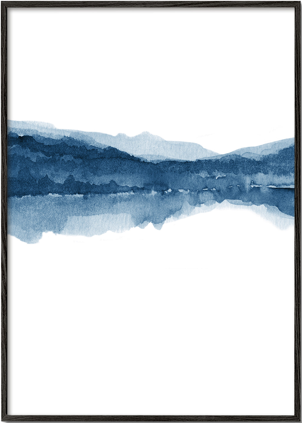 Landskap akvarell blå med reflektion