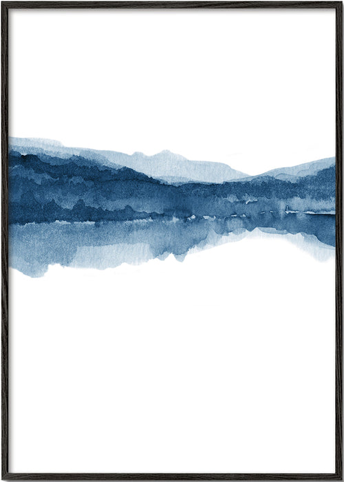Landskap akvarell blå med reflektion
