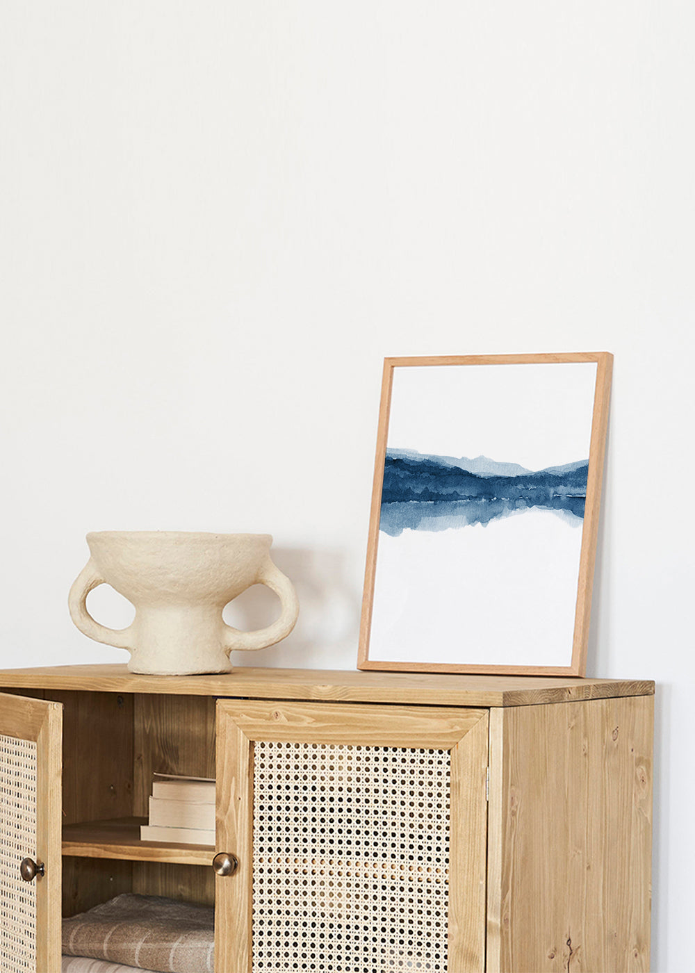 Landskap akvarell blå med reflektion