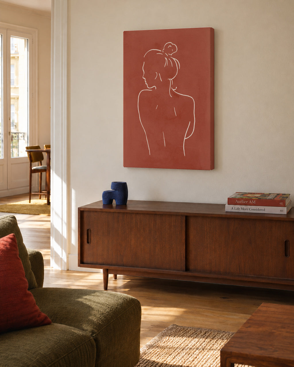 Body Sketch N 6 Sienna - Unframed canvas in an interior