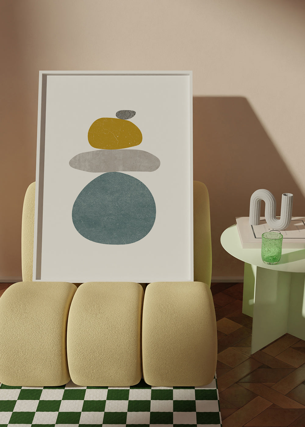 Avslappnande design: staplade småstenar