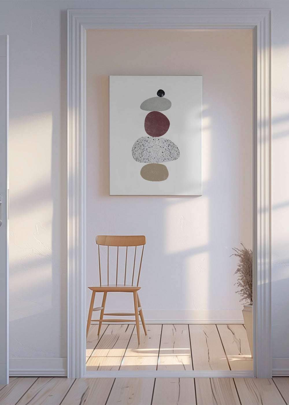 Avslappnande design med staplade stenar