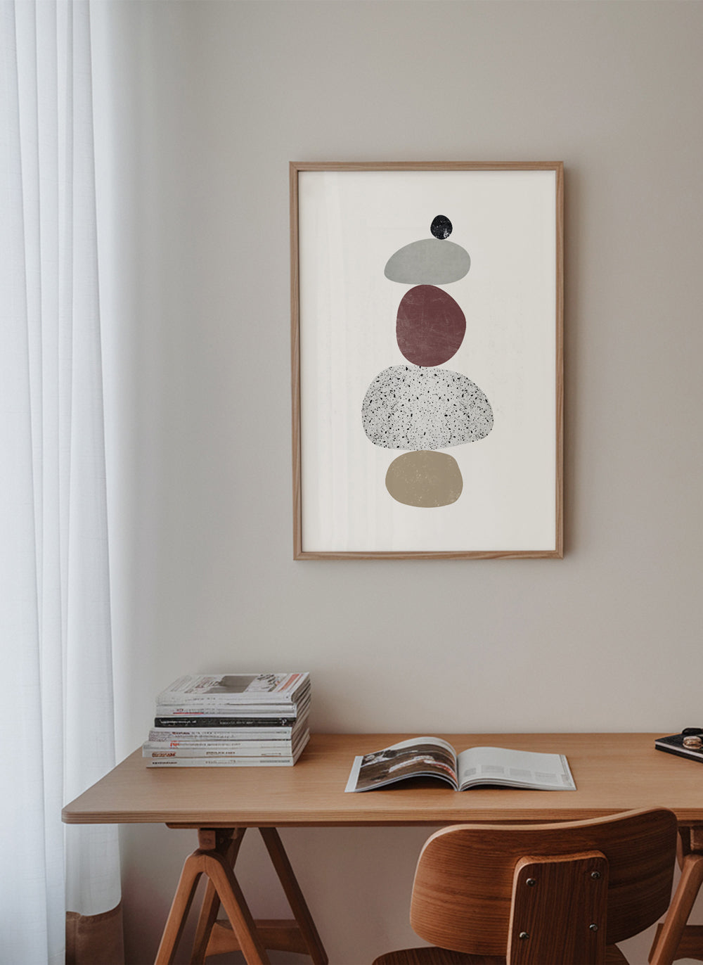 Avslappnande design med staplade stenar