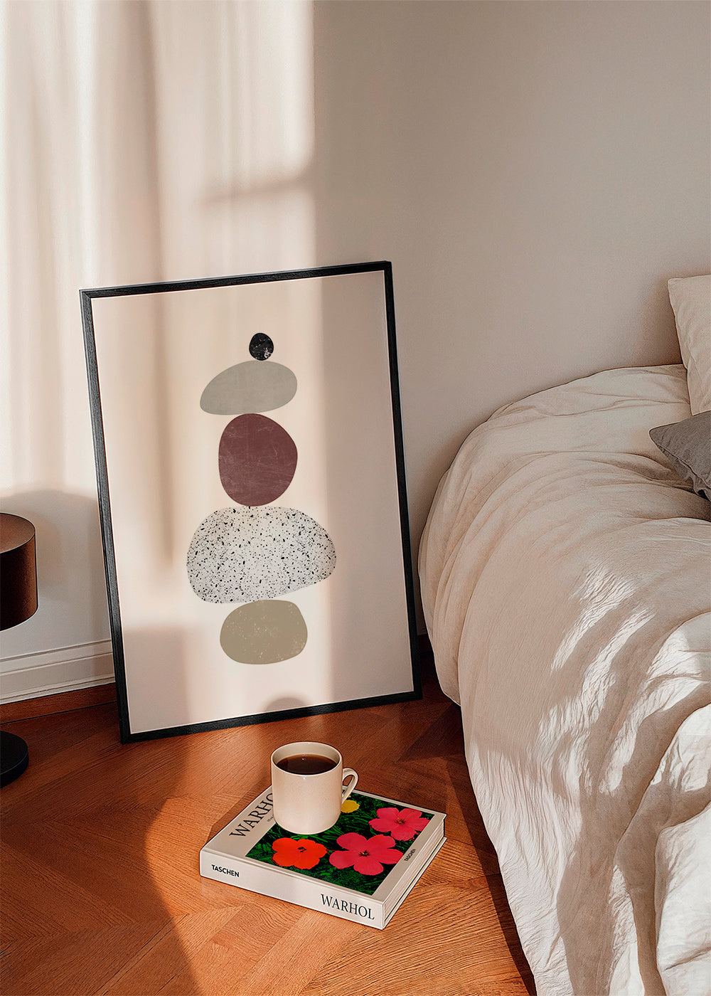 Avslappnande design med staplade stenar