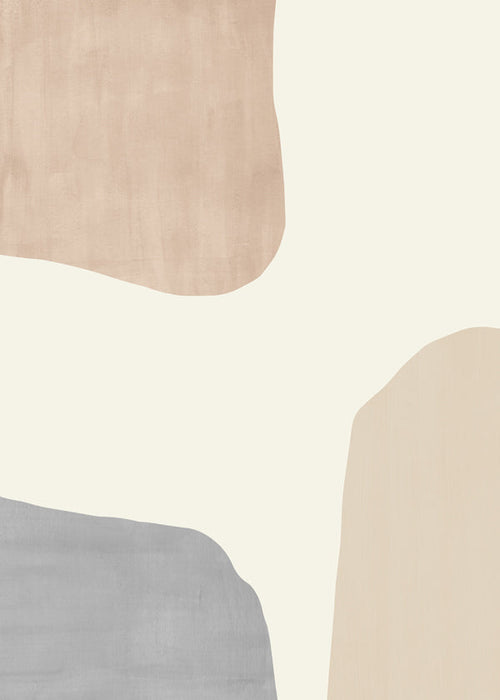 Abstrakt konst med beige organiska former