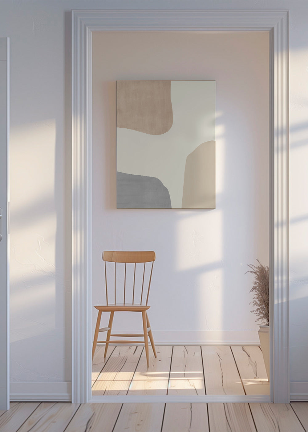 Abstrakt konst med beige organiska former