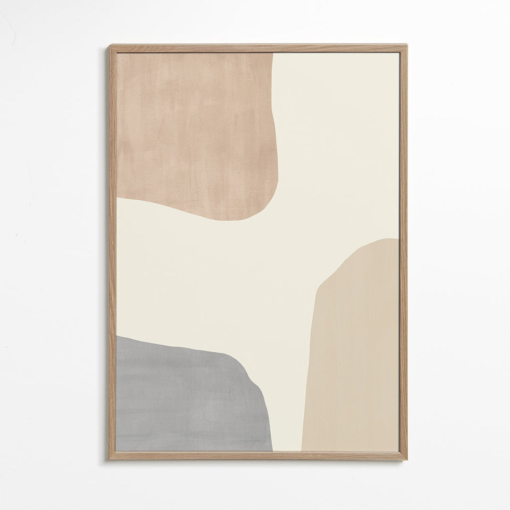 Abstrakt konst med beige organiska former