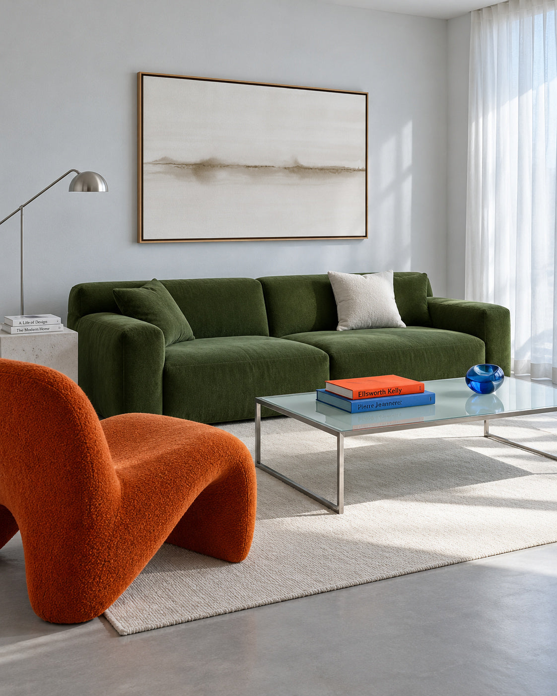 Watercolor abstraction N 17 - Framed canvas in an interior