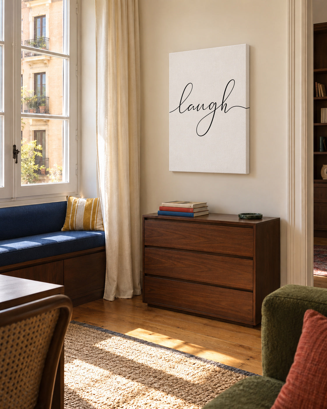 Laugh - Unframed canvas in an interior