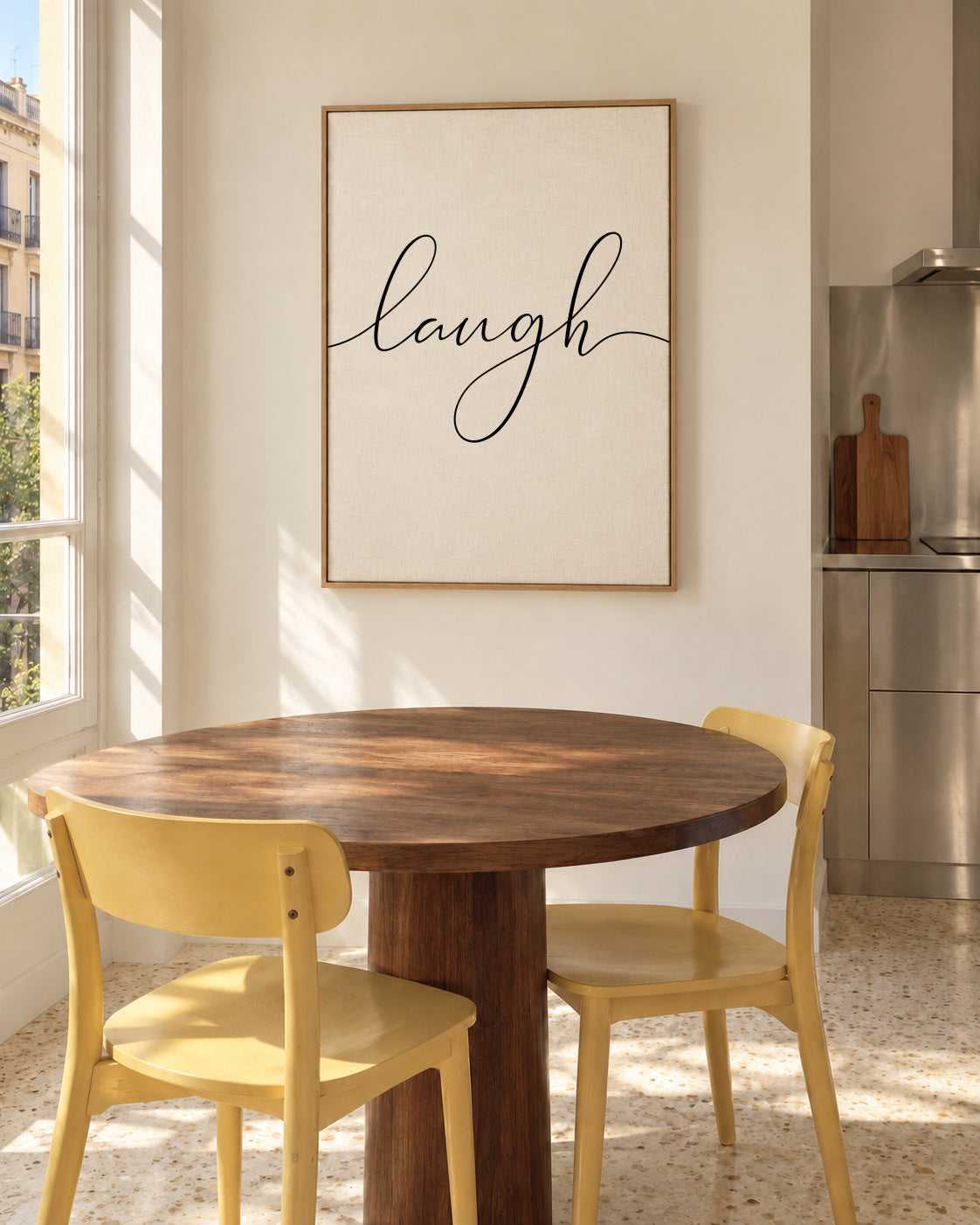 Laugh - Framed canvas in an interior