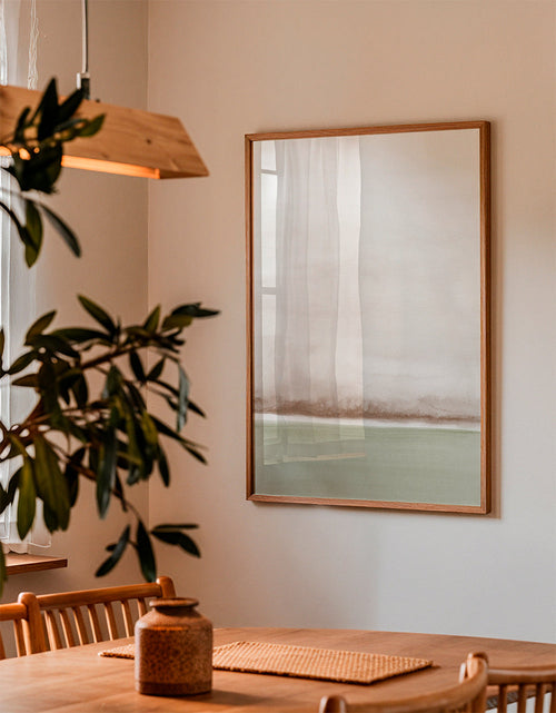 Landskap akvarell minimalistiskt med mjuk horisont