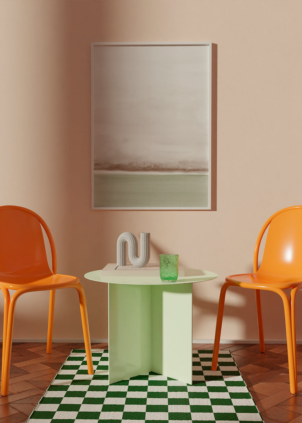 Landskap akvarell minimalistiskt med mjuk horisont
