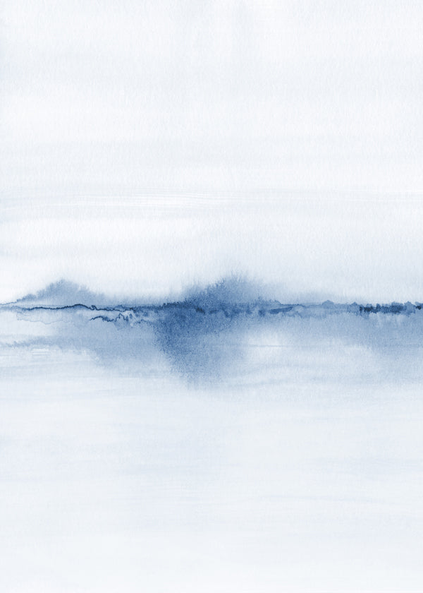 Akvarellandskap blått minimal
