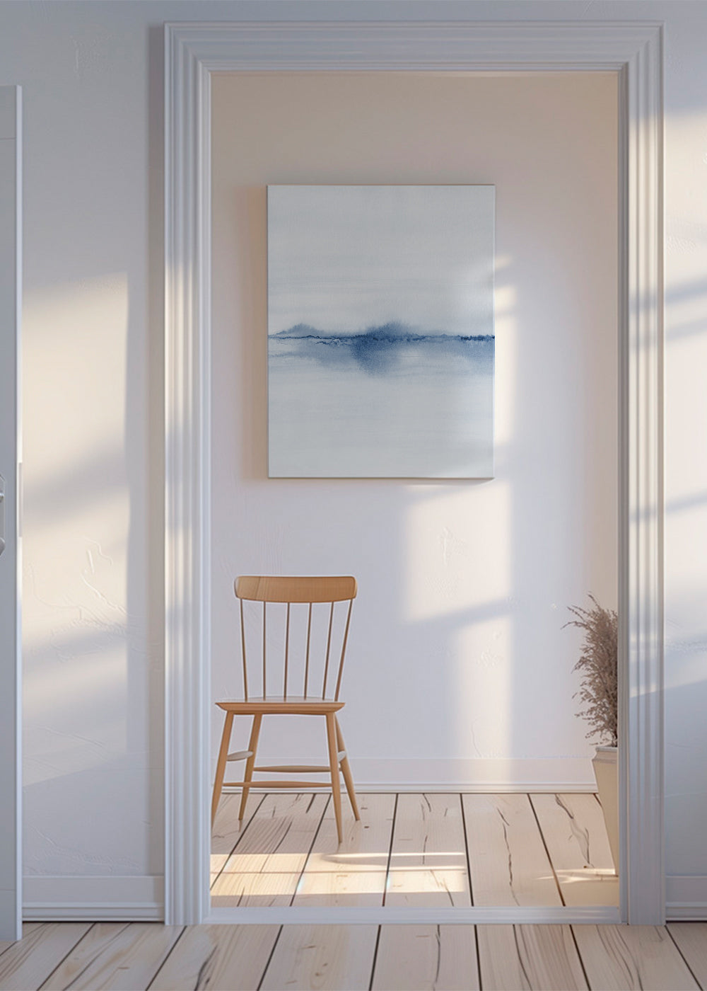 Akvarellandskap blått minimal