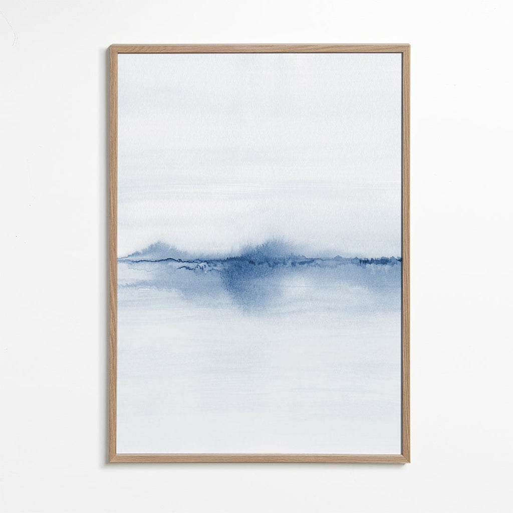 Akvarellandskap blått minimal