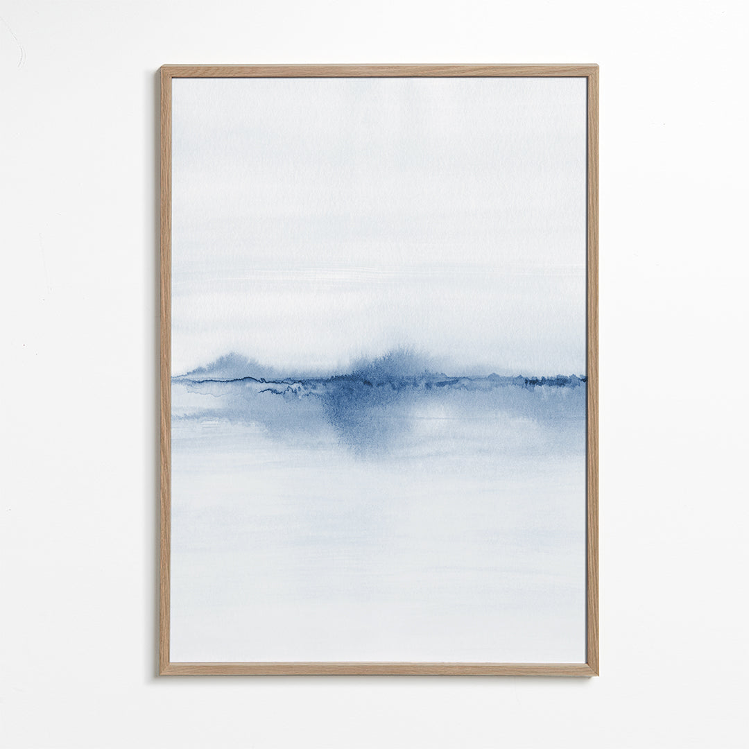 Akvarellandskap blått minimal