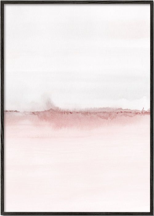 Akvarellandskap med rosa horisont
