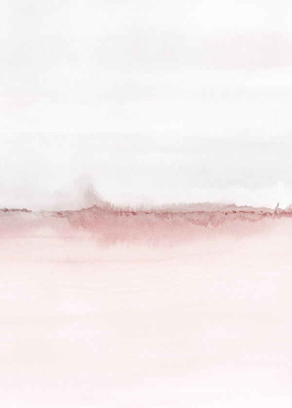 Akvarellandskap med rosa horisont