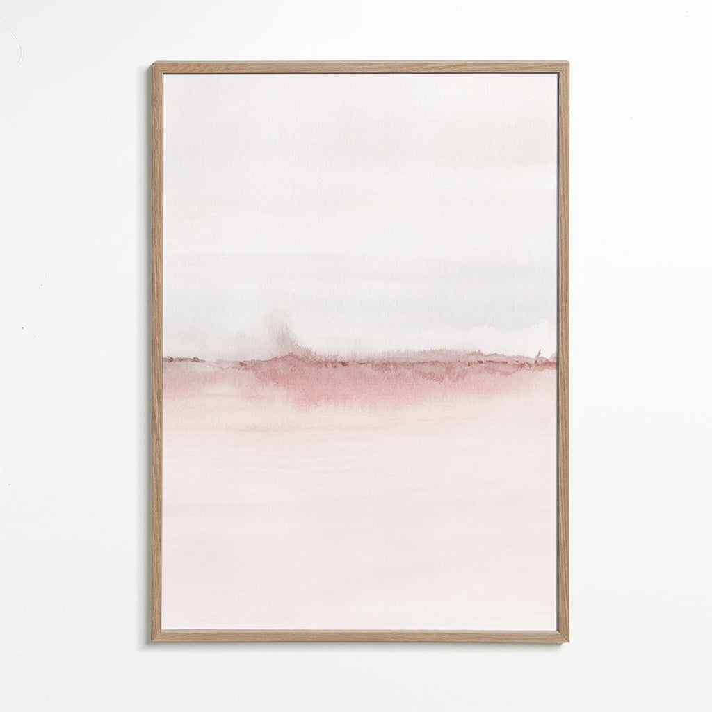 Akvarellandskap med rosa horisont